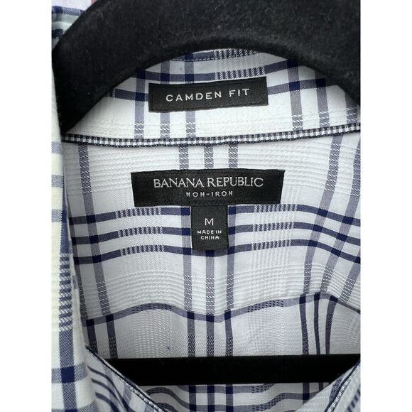 Banana Republic Non Iron Camden Fit Button Up Shirt Men's M Black White Stripe - Picture 6 of 7